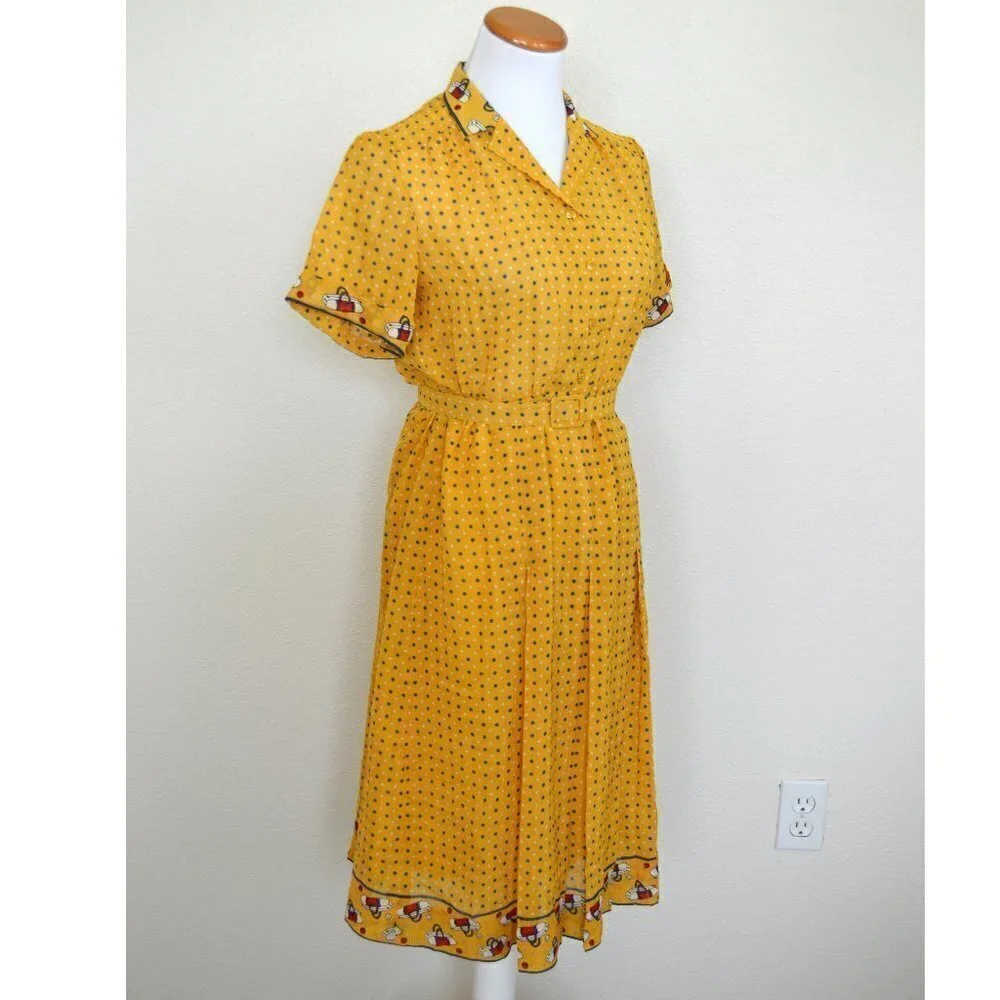Vintage Tennis Printed Polka Dot Dress - Picture 6 of 7